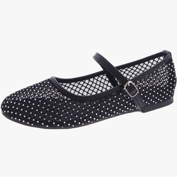 BRAND NEW TOP MODA MESH STUDDED BUCKLE STRAP COMFORTABLE BALLERINA FLA…G1 - Picture 15 of 15